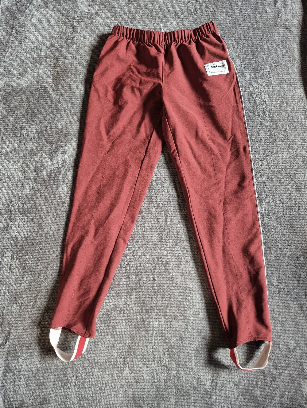 Tracksmith bislett Women's rust Red Track Pants XS Drawstring Elastic Waist Zip